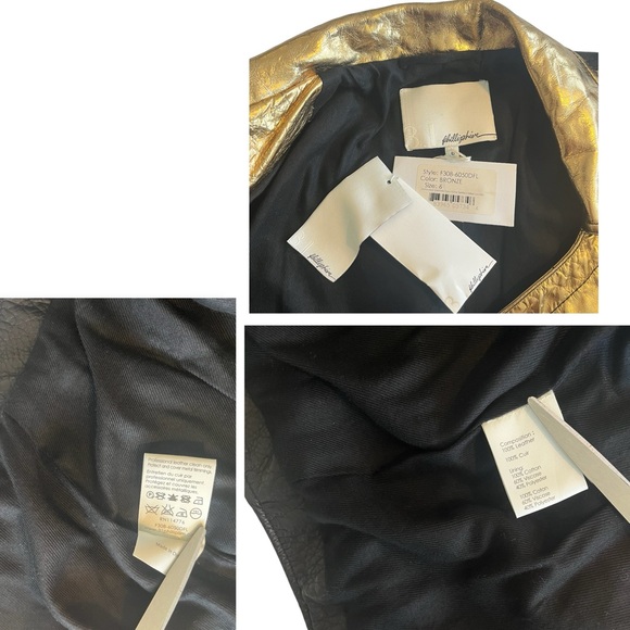 NWT 3.1 Phillip Lim Distressed Metallic Belted Biker Jacket Bronze Sz 6 (a2) - Picture 15 of 16